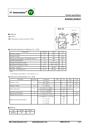 BAR60 Datasheet PDF TY Semiconductor