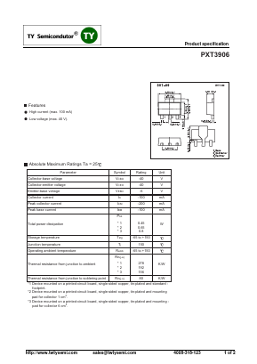PXT3906 Datasheet PDF TY Semiconductor