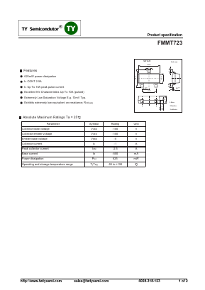 FMMT723 Datasheet PDF TY Semiconductor