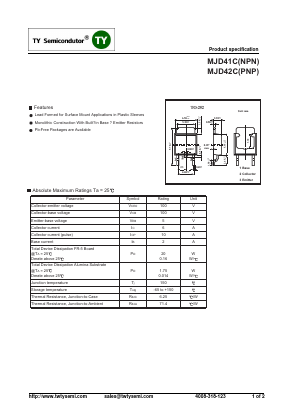 MJD42C Datasheet PDF TY Semiconductor