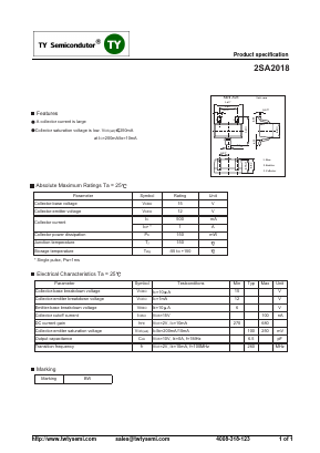 2SA2018 Datasheet PDF TY Semiconductor