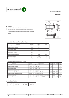 2SD602 Datasheet PDF TY Semiconductor