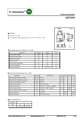 2SD1949 Datasheet PDF TY Semiconductor