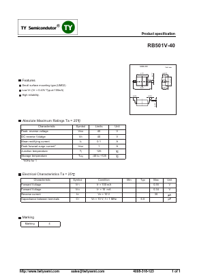 RB501V-40 Datasheet PDF TY Semiconductor