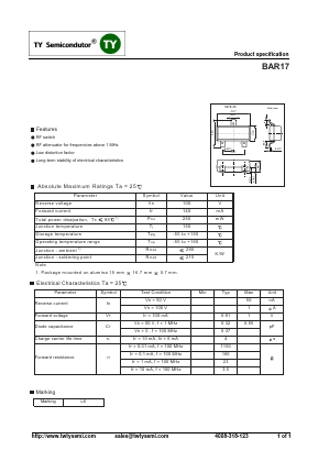 BAR17 Datasheet PDF TY Semiconductor