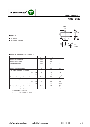 MMBT6520 Datasheet PDF TY Semiconductor
