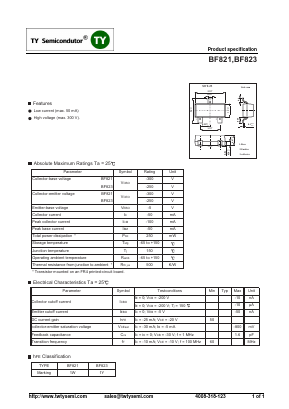 BF821 Datasheet PDF TY Semiconductor