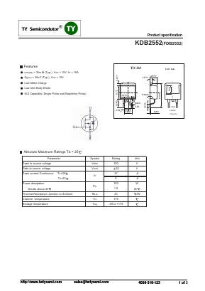 KDB2552 Datasheet PDF TY Semiconductor