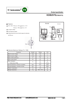 FDB2570 Datasheet PDF TY Semiconductor