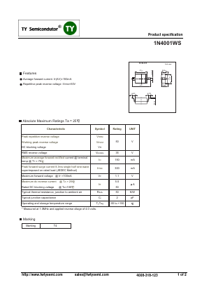 1N4001WS Datasheet PDF TY Semiconductor