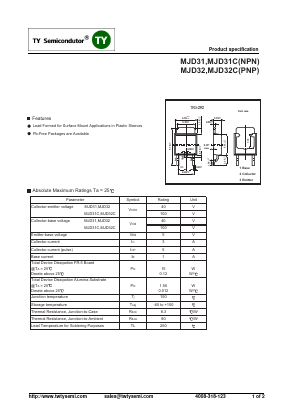 MJD32 Datasheet PDF TY Semiconductor