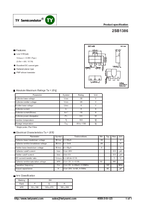 2SB1386 Datasheet PDF TY Semiconductor