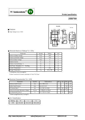 2SB768 Datasheet PDF TY Semiconductor