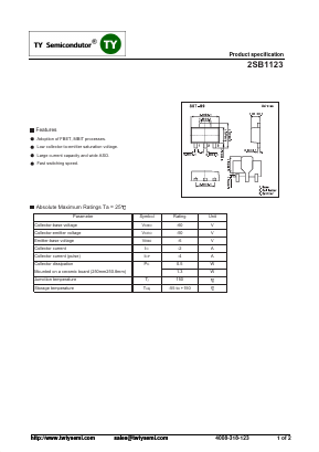 B1123 Datasheet PDF TY Semiconductor