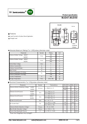 MJD47 Datasheet PDF TY Semiconductor
