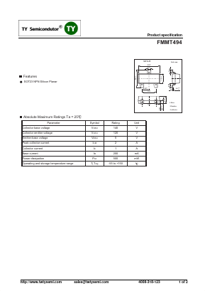 FMMT494 Datasheet PDF TY Semiconductor