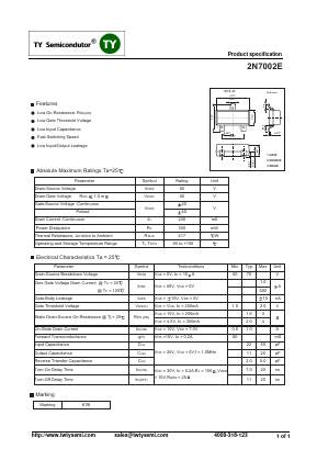 2N7002E Datasheet PDF TY Semiconductor