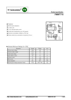 FMMT718 Datasheet PDF TY Semiconductor