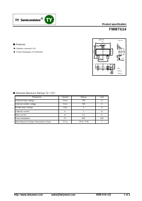 FMMT624 Datasheet PDF TY Semiconductor