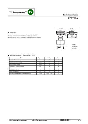 FZT789A Datasheet PDF TY Semiconductor