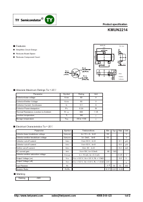 KMUN2214 Datasheet PDF TY Semiconductor