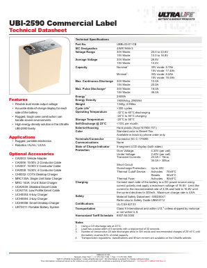 UBBL02-01-CB Datasheet PDF Ultralife Corporation.