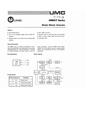 UM66T01S Datasheet PDF UMC Corporation