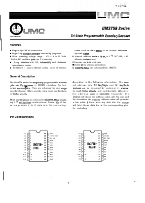 UM3758-108BM Datasheet PDF UMC Corporation