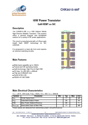 CHK8015-99F Datasheet PDF United Monolithic Semiconductors