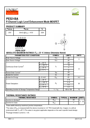 PE521BA Datasheet PDF Wuxi U-NIKC Semiconductor CO.,LTD