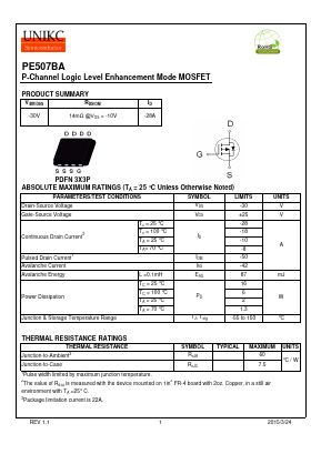 PE507BA Datasheet PDF Wuxi U-NIKC Semiconductor CO.,LTD