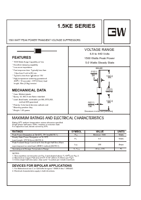 1.5KE10C Datasheet PDF UNIOHM CORPORATION