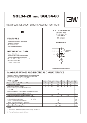 SGL34-20 Datasheet PDF UNIOHM CORPORATION