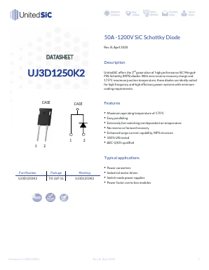 UJ3D1250K2 Datasheet PDF UnitedSiC.