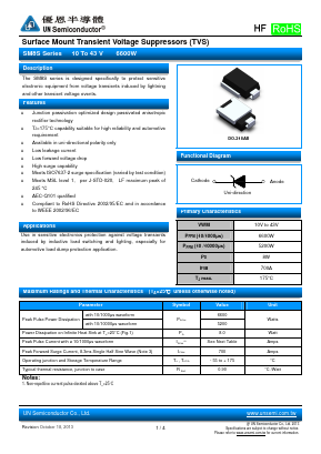 SM8S17AHE3/2D Datasheet PDF UN Semiconducctor INC