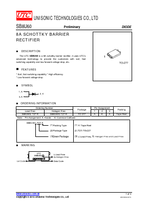 SB8U60 Datasheet PDF Unisonic Technologies