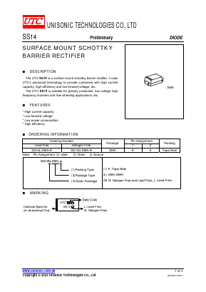 SS14 Datasheet PDF Unisonic Technologies