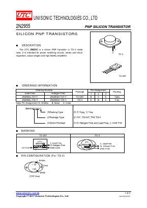 2N2955G-T47-Y Datasheet PDF Unisonic Technologies