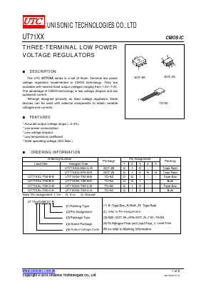 UT71XXG-T92-B-B Datasheet PDF Unisonic Technologies