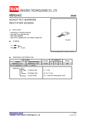 MBR2040C Datasheet PDF Unisonic Technologies