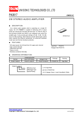 PA3017-N20-R Datasheet PDF Unisonic Technologies