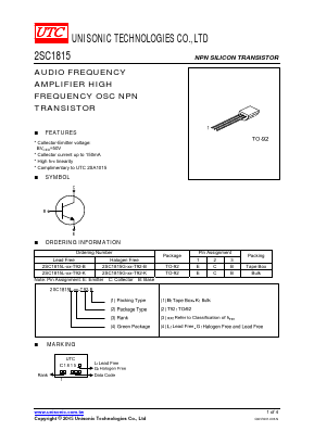 2SC1815G-GR-T92-K Datasheet PDF Unisonic Technologies