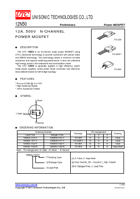 12N50L-TA3-R Datasheet PDF Unisonic Technologies