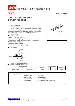 18N60L-T47-T Datasheet PDF Unisonic Technologies