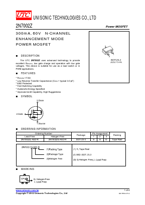 2N7002ZL-AE2-R Datasheet PDF Unisonic Technologies