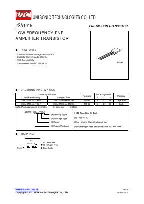 2SA1015L Datasheet PDF Unisonic Technologies