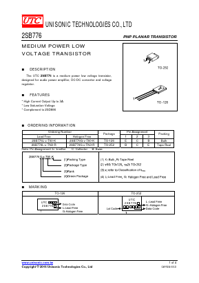 2SB776G-P-TN3-K Datasheet PDF Unisonic Technologies