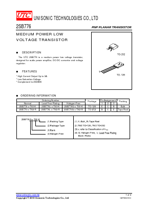 2SB776G-X-T60-R Datasheet PDF Unisonic Technologies
