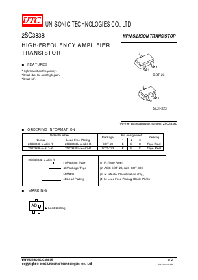 2SC3838L-B-AE3-R Datasheet PDF Unisonic Technologies