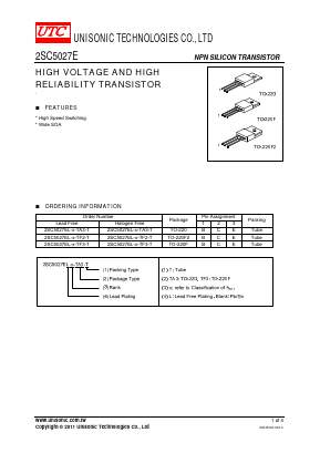2SC5027EL-R-TF2-T Datasheet PDF Unisonic Technologies